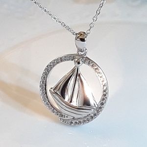 D10 NEW 925 Sailboat Cruiser Diamond Pendant